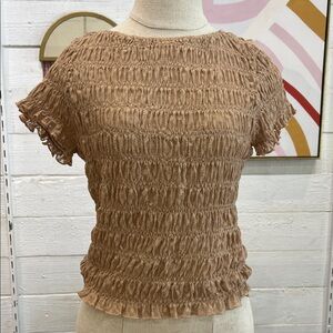 Le Lis Textured Tan Short Sleeve Top